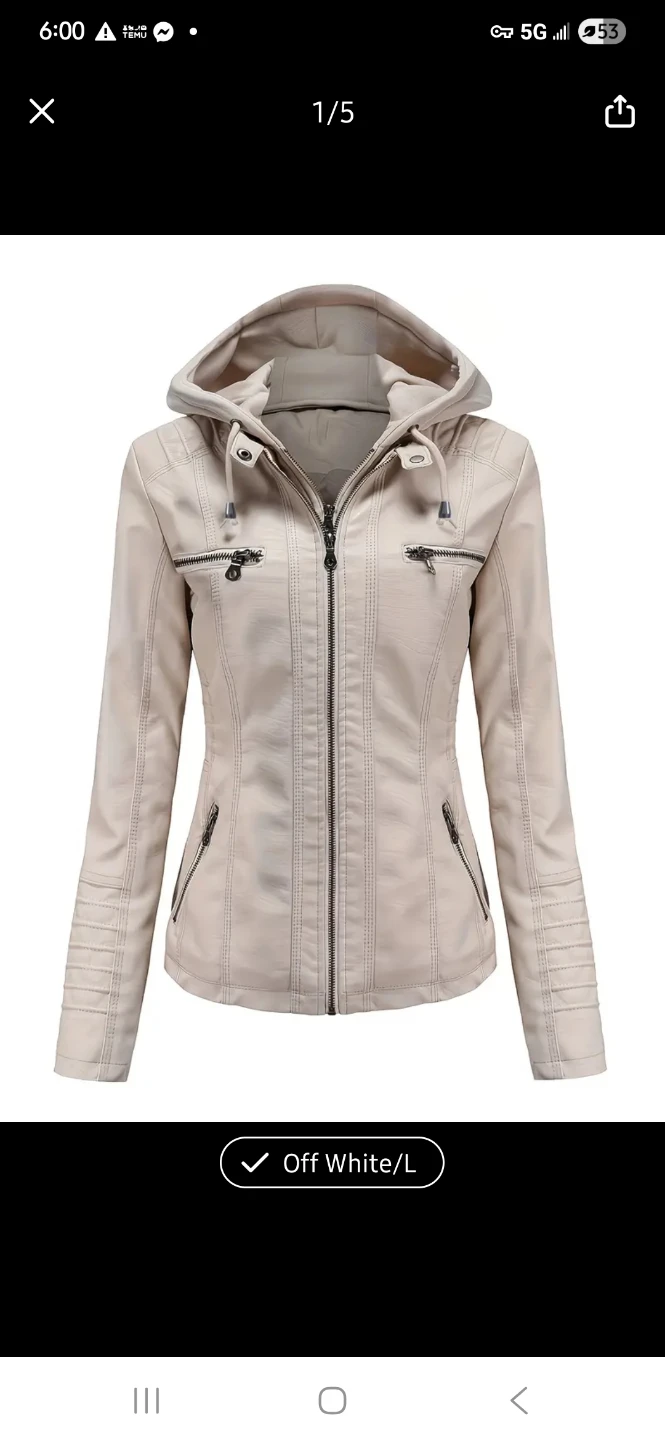 NEW (L) Women's Faux Leather Hooded Jacket - photo 2