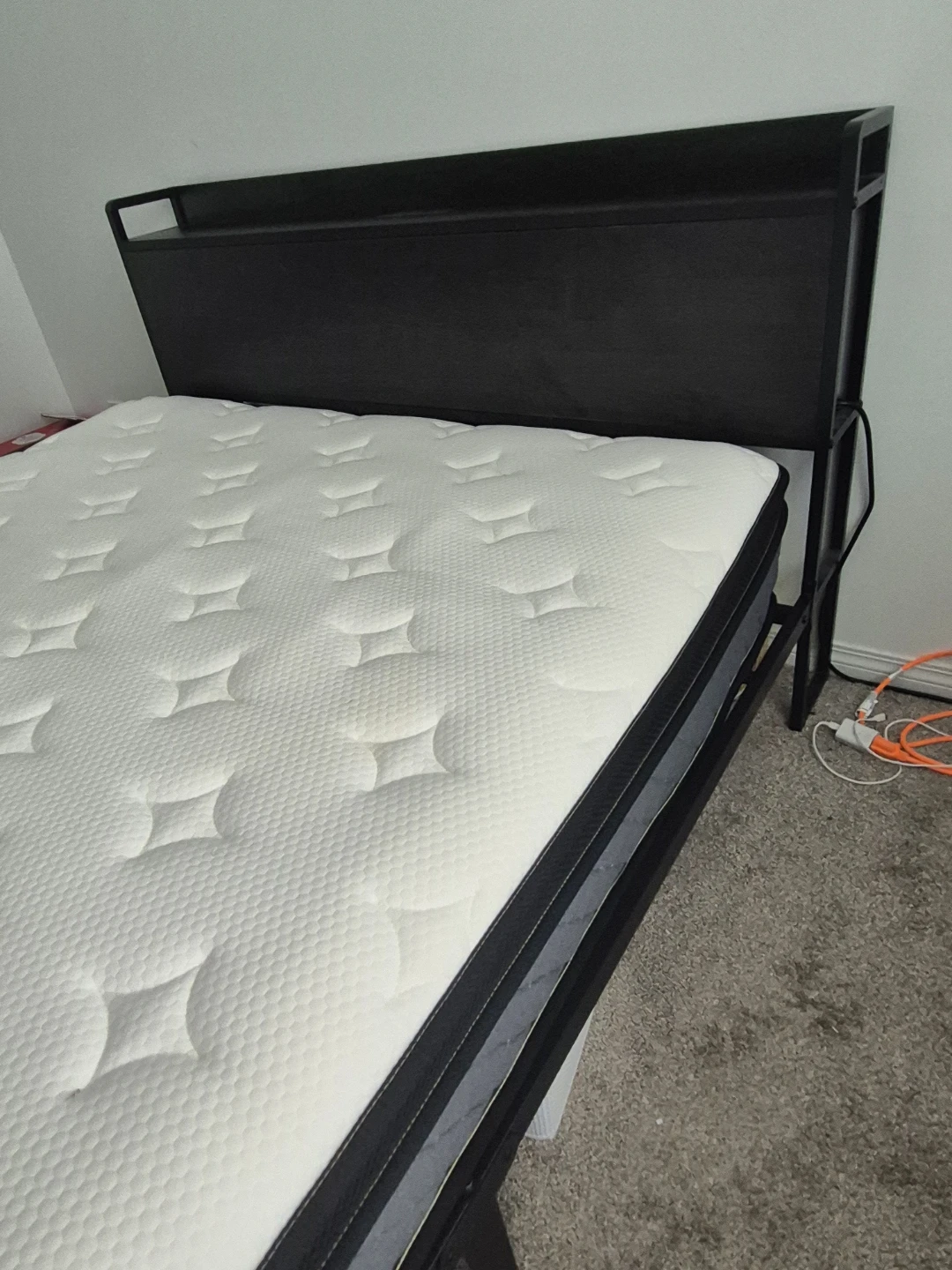 Black Metal Bed Frame with Mattress - photo 2