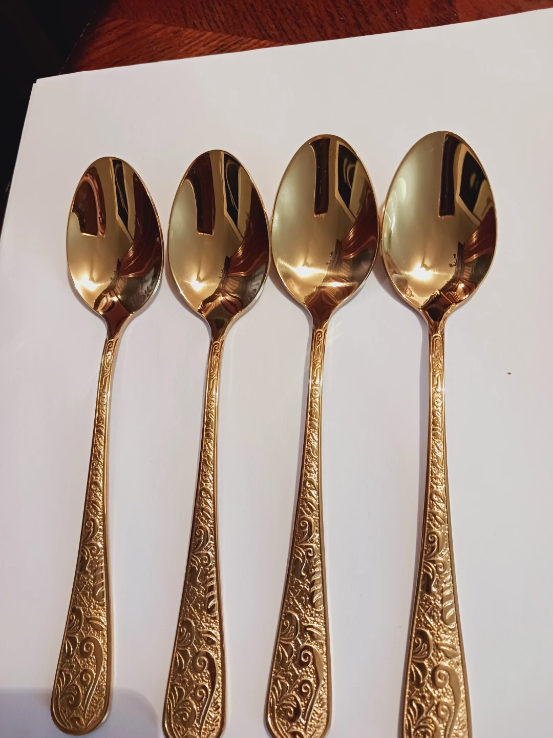 Set of 4 Gold Plated Decorative Spoons