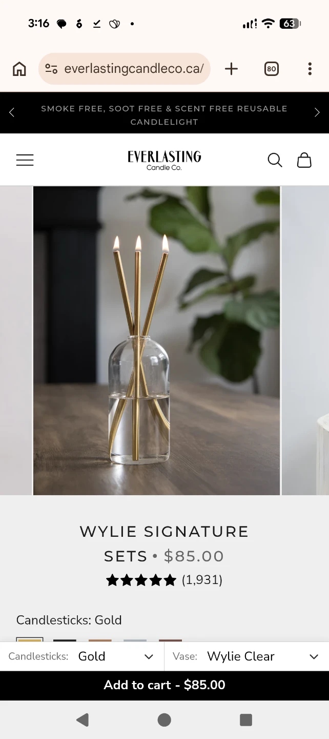 Everlasting Candle Co. Wylie  Set odorless timeless