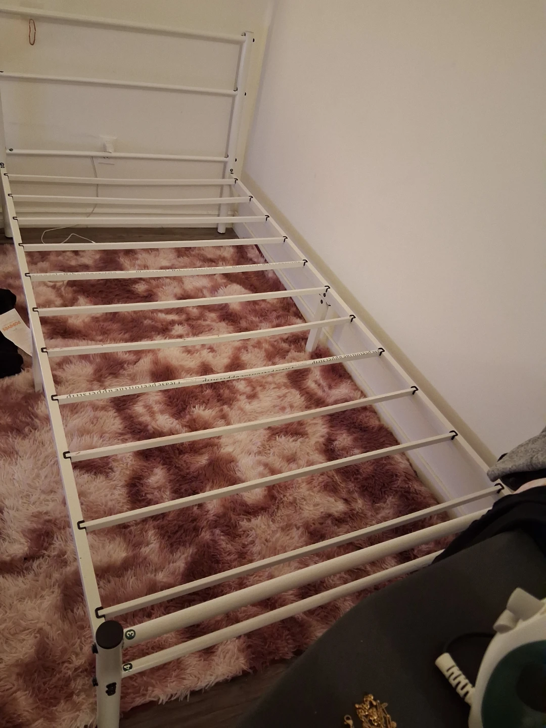 White Metal Bed Frame with Mattress