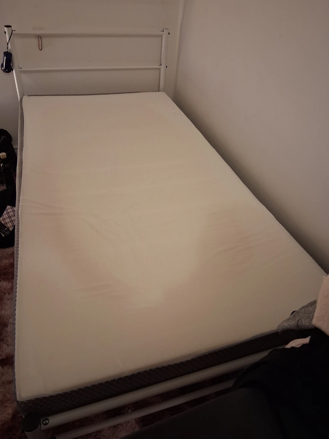 White Metal Bed Frame with Mattress - photo 2