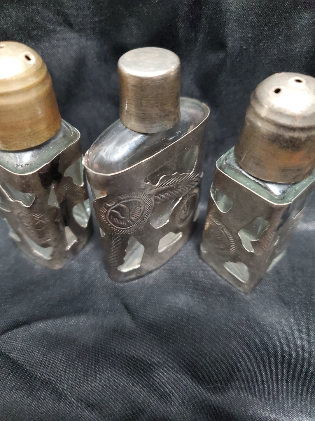 Vintage Mexico Sterling Silver Perfume Bottle / Over Glass - photo 3