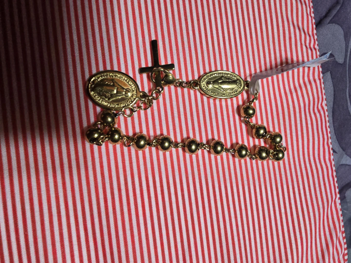 Gold-tone beaded rosary bracelet - photo 4