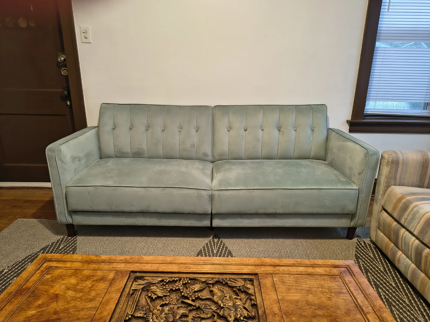 Light Green Velvet Futon Sofa