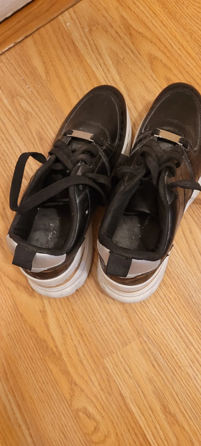 Black Croc Pattern Chunky Sneakers
