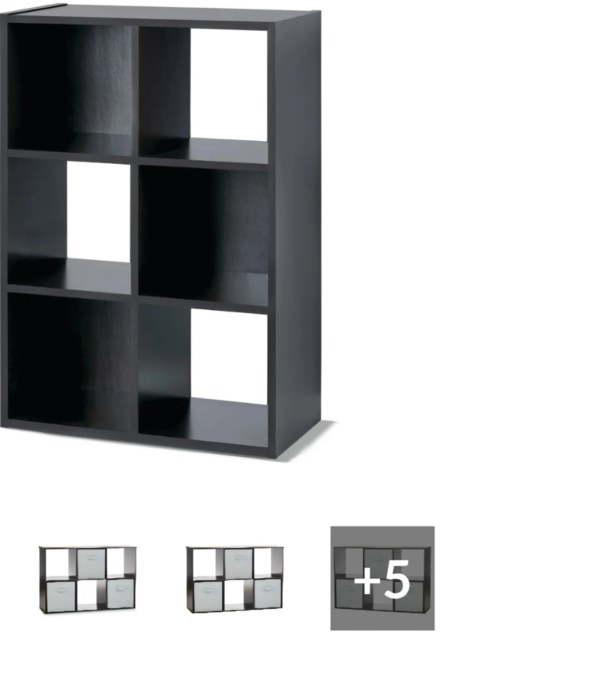 Black 6-Cube Storage Shelf Unit