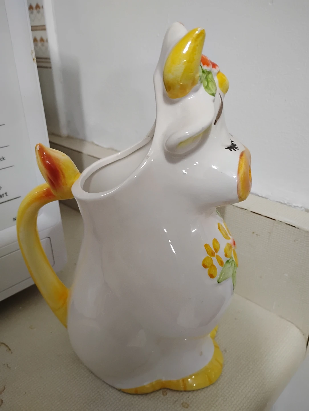 Ceramic Cow Pitcher with Floral Design - photo 4