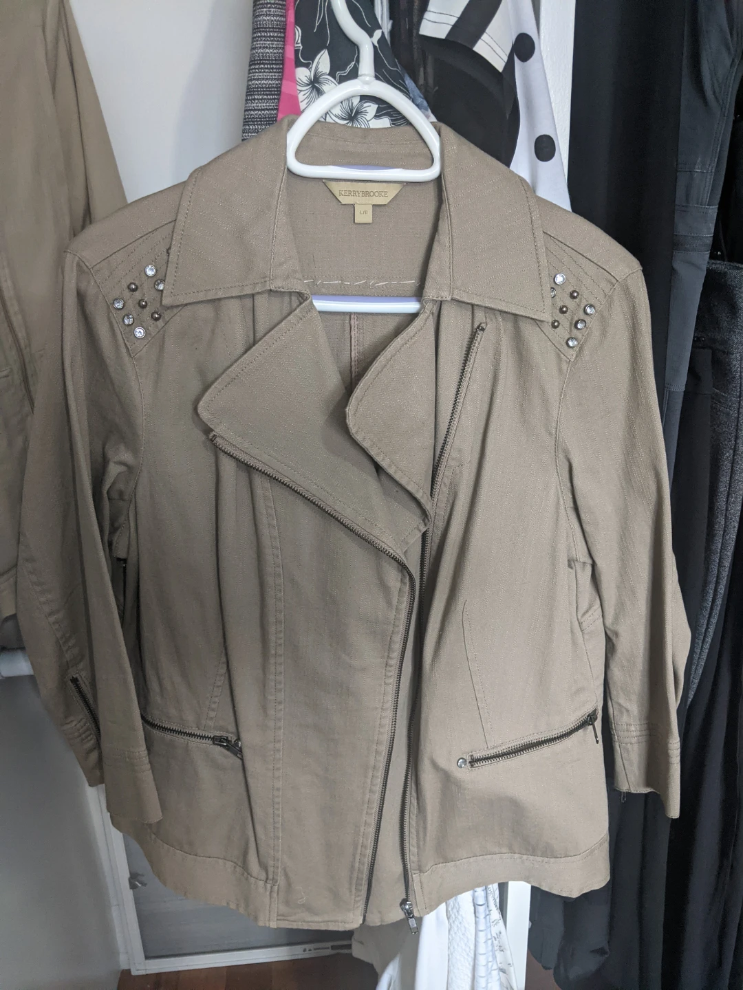 Alia Tan Jacket with Stud Details