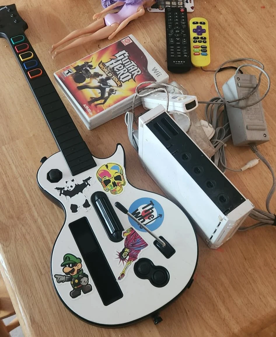 Nintendo Wii Console with Guitar Hero World Tour