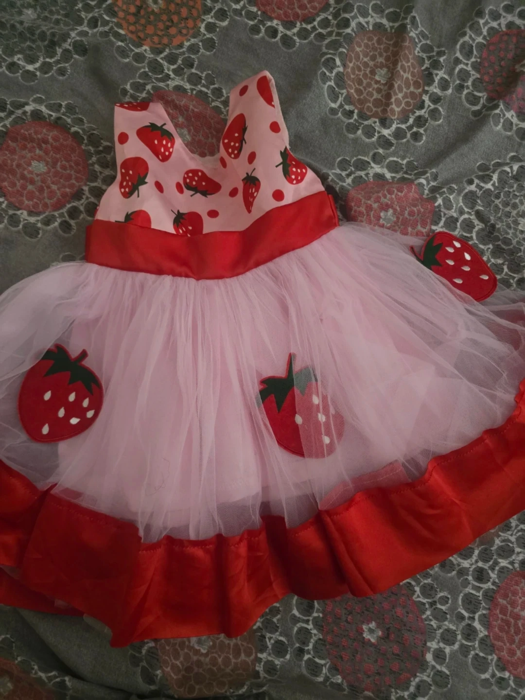 🏈 Strawberry Print Tulle Dress