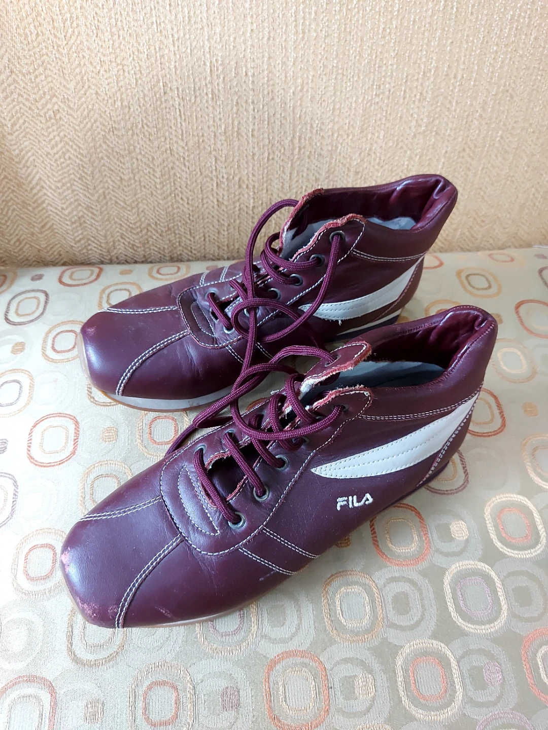 FILA Mid-Top 100% Leather Shoes Burgundy