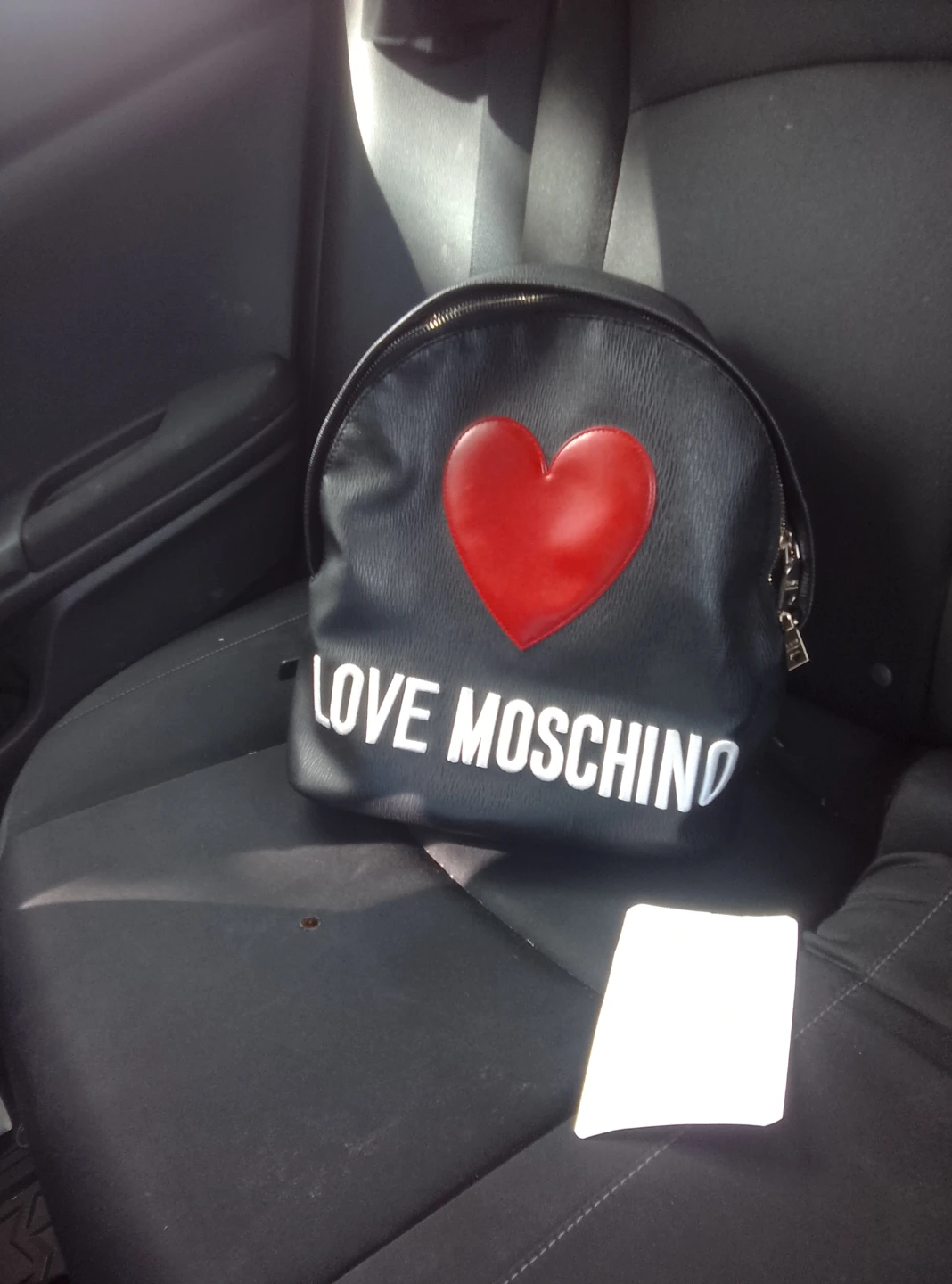 Love Moschino Black Backpack with Red Heart