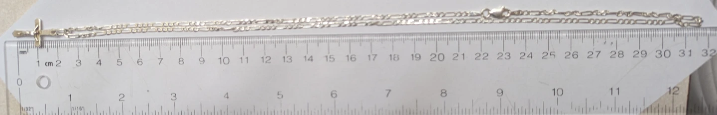 Silver chain with cross - Italian figaro link - photo 5