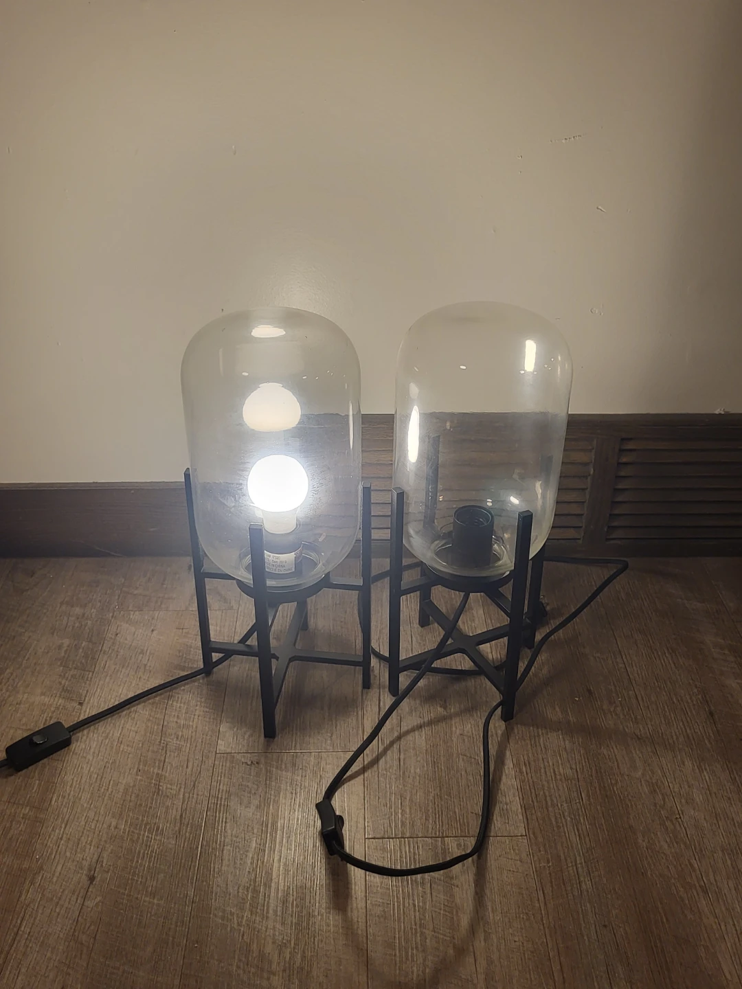 Set of 2 Glass and Metal Table Lamps - photo 2