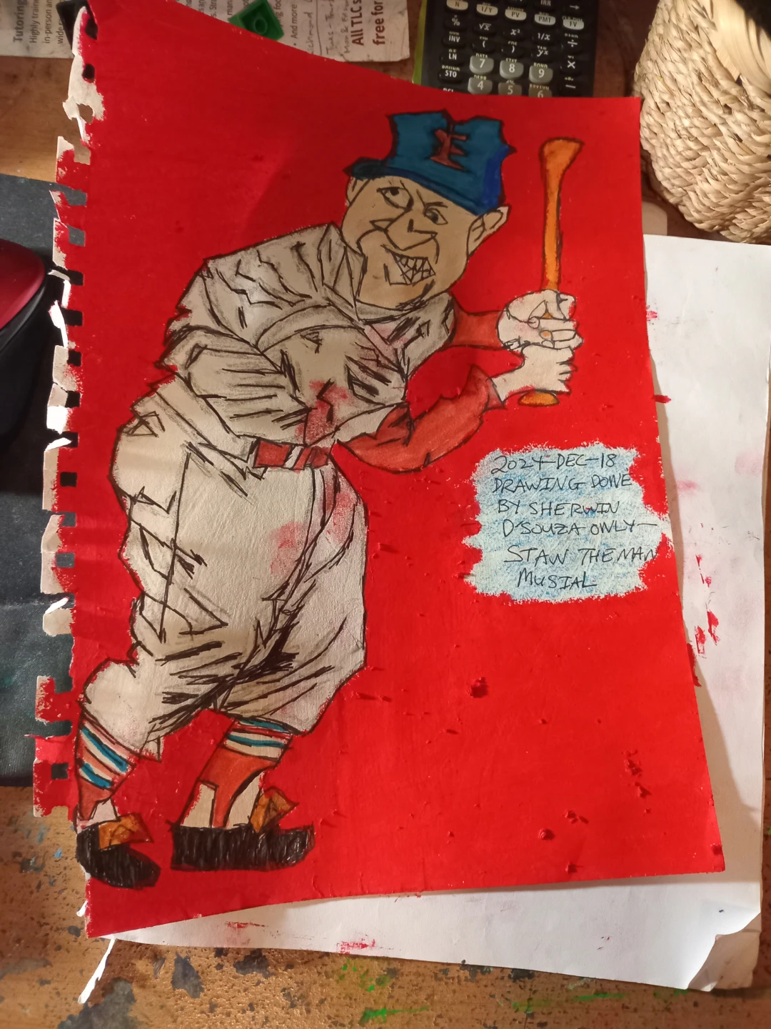 STAN MUSIL DRAWING BY CUSTOM ARTIST SHERWIN