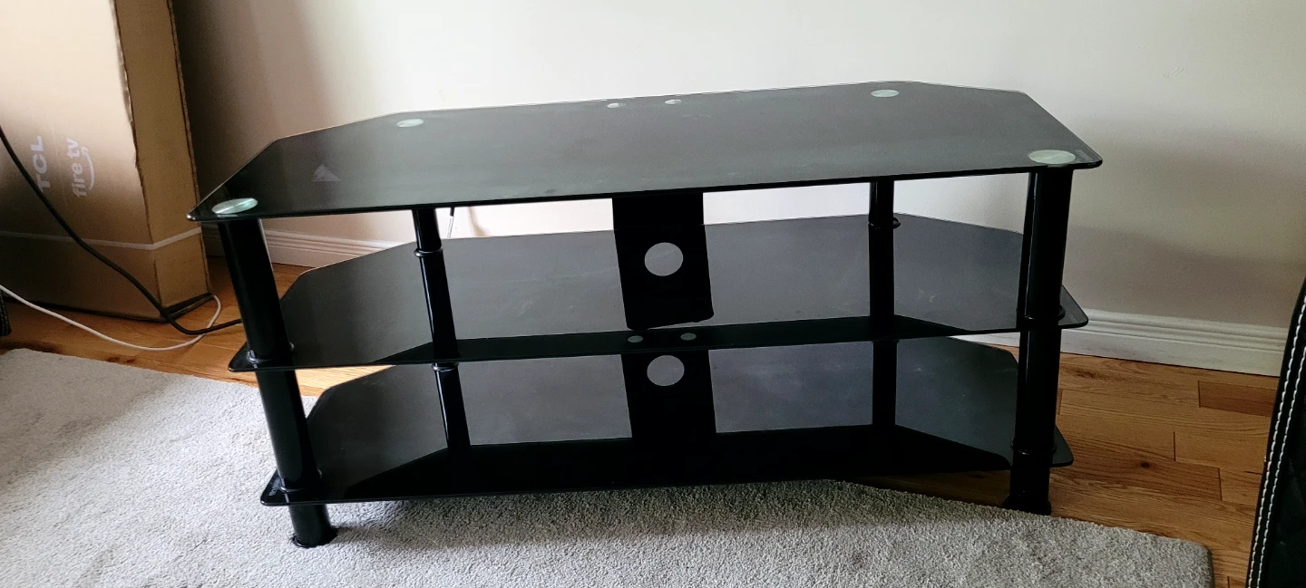 Black Glass Media TV Stand