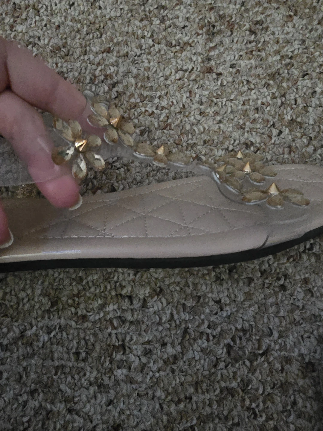 Floral Embellished Gold Sandals - photo 3