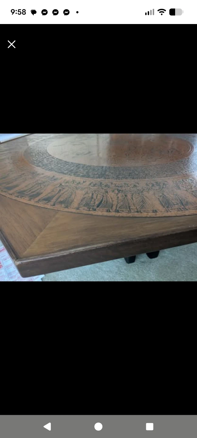 Vintage Copper Inlay Octagonal Coffee Table – - photo 3