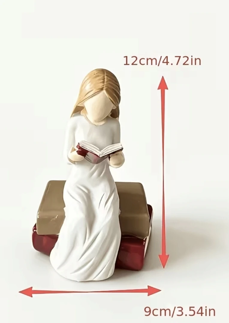 Book Lover - Girl Reading Book Figurine – Bookshelf Decor *new - photo 3
