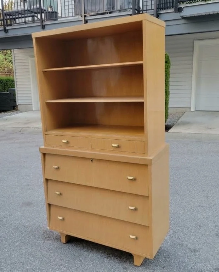 Vintage Mid-Century Blonde Wood Hutch & Dresser Combo - photo 3