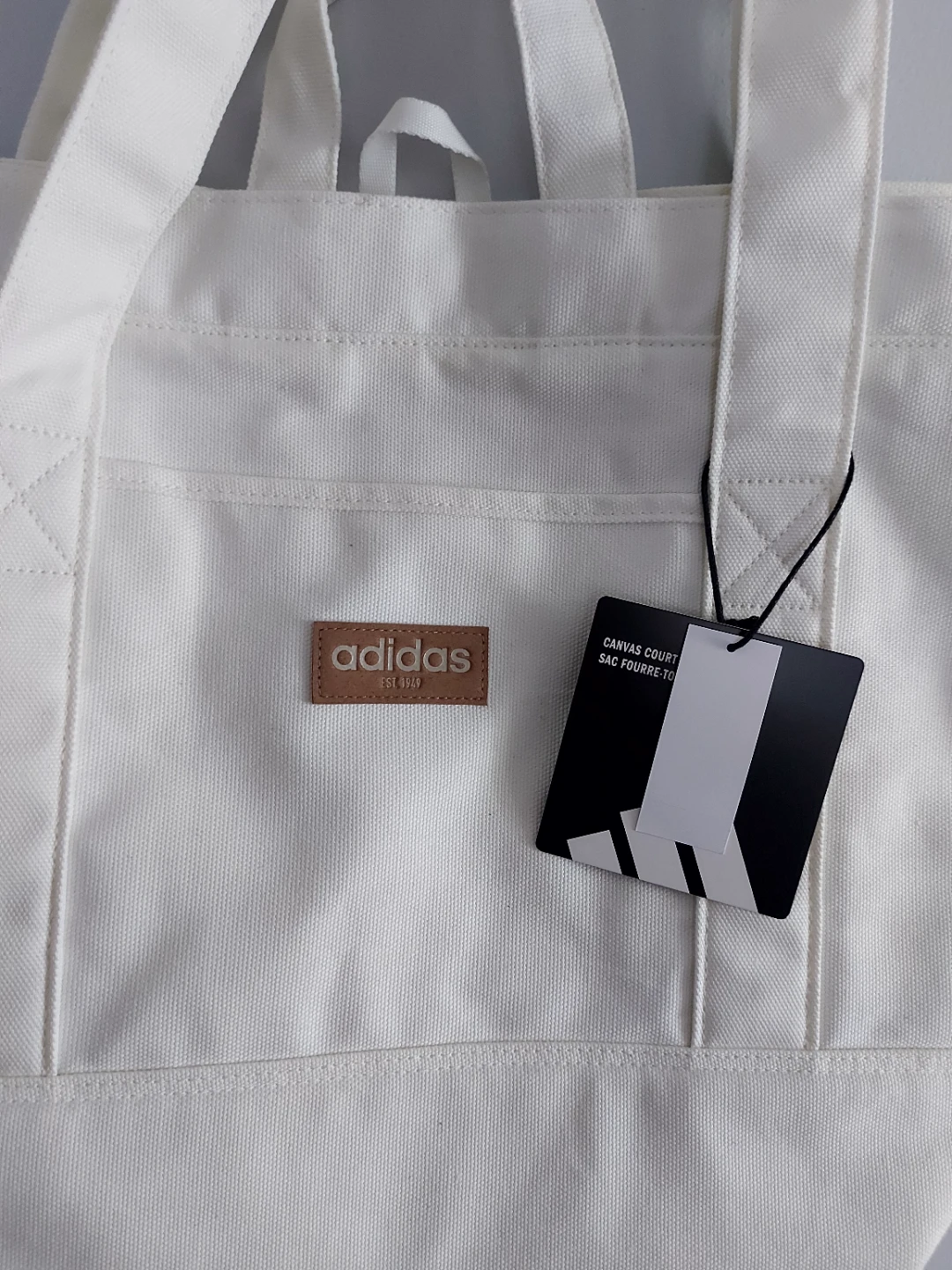 New Adidas Canvas Court Tote Bag White - photo 2