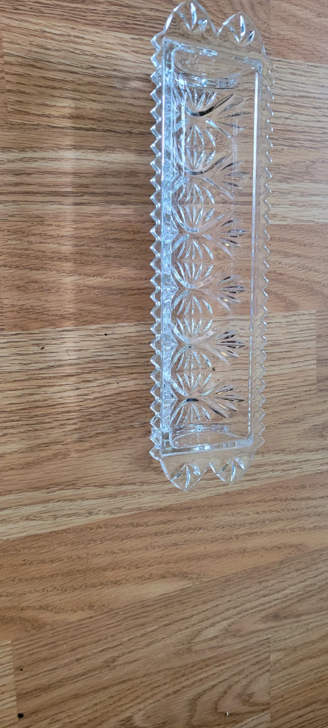 Vintage Crystal Glass Relish or Olive Tray