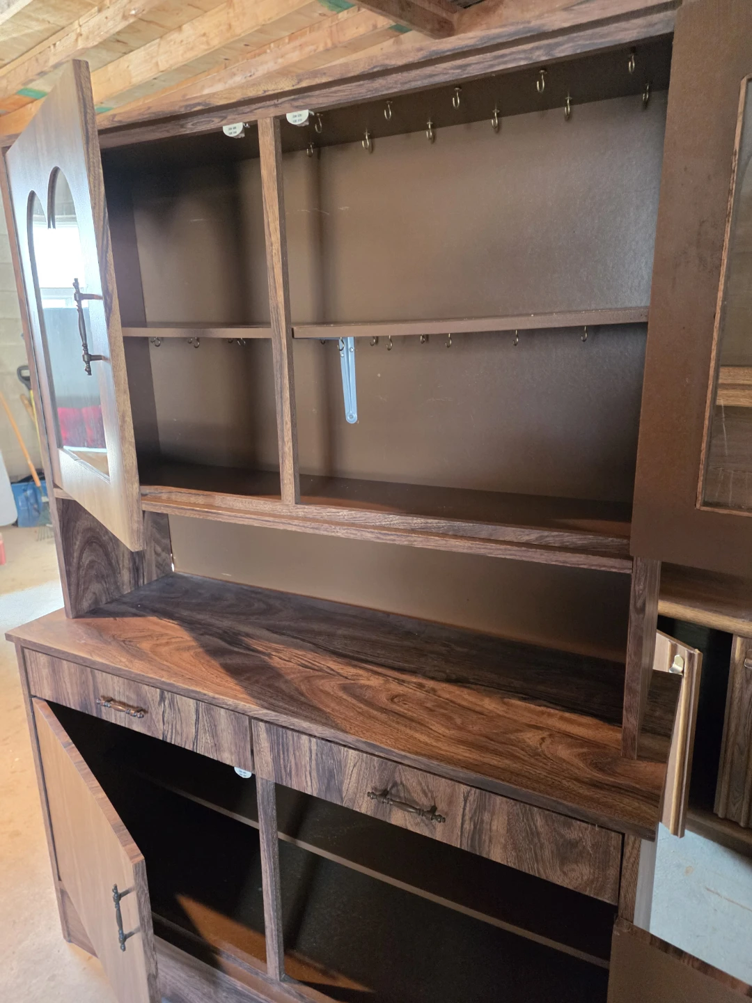 Wood Grain Hutch with Glass Display Doors - photo 3