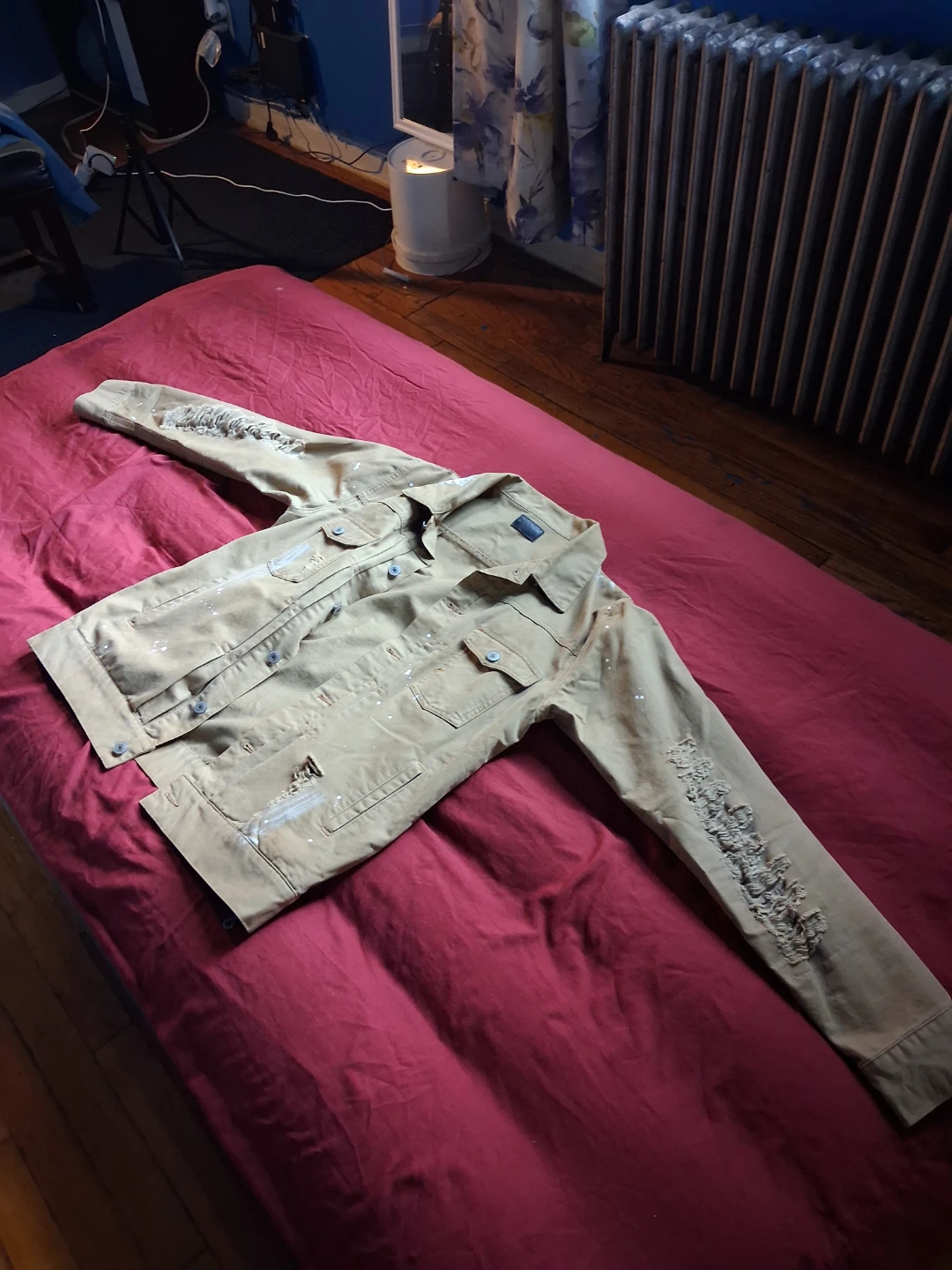 Distressed Tan Denim Jacket - photo 3