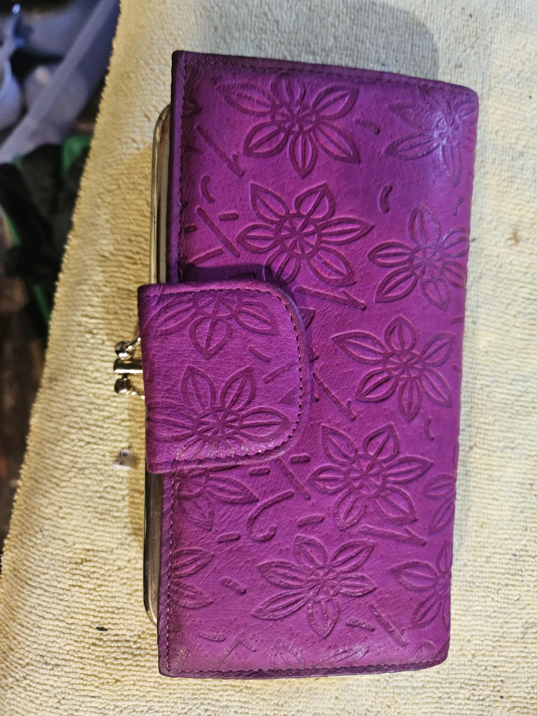 Mundi Purple Embossed Genuine Leather Clutch Wallet - photo 2