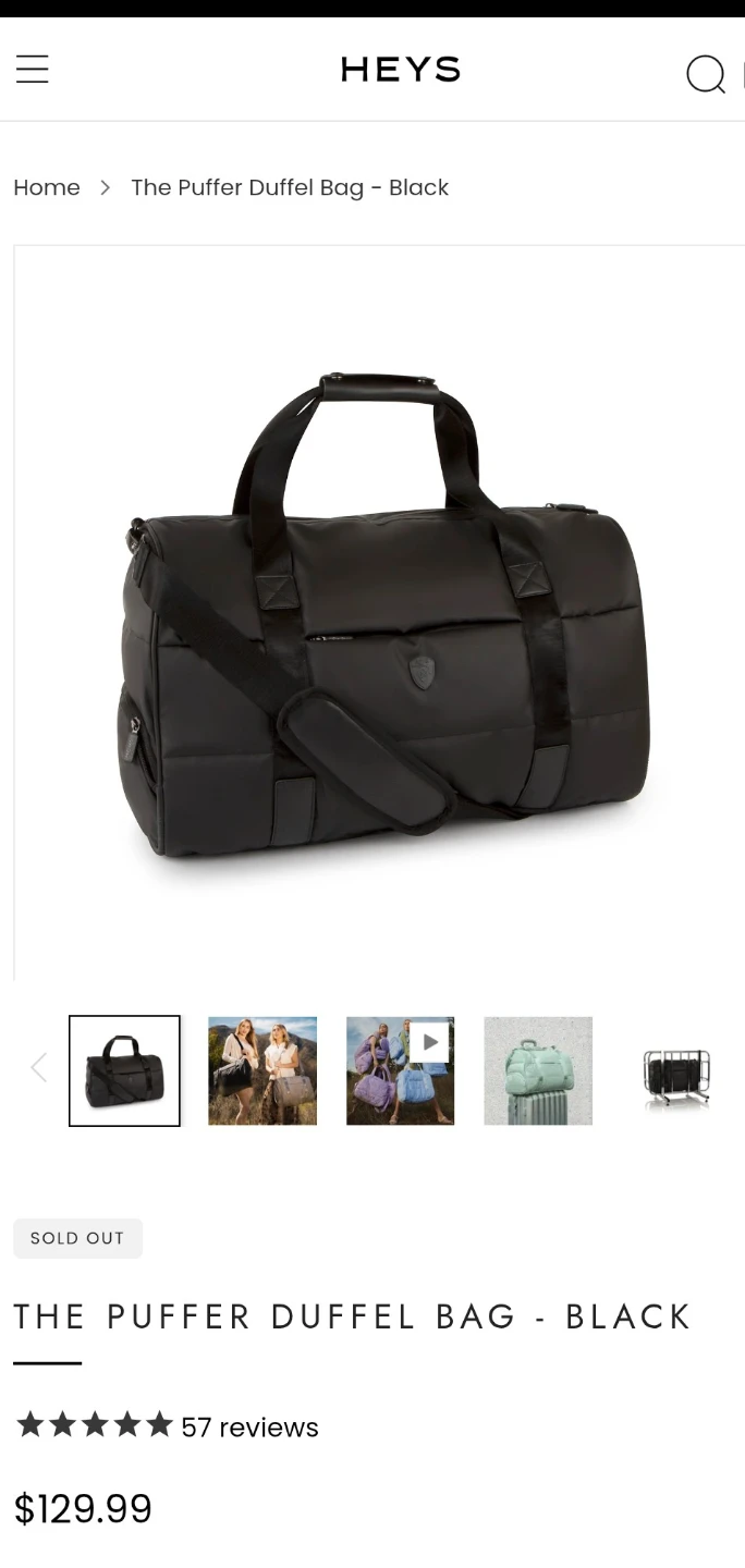 HEYS The Puffer Duffel Bag - Black
