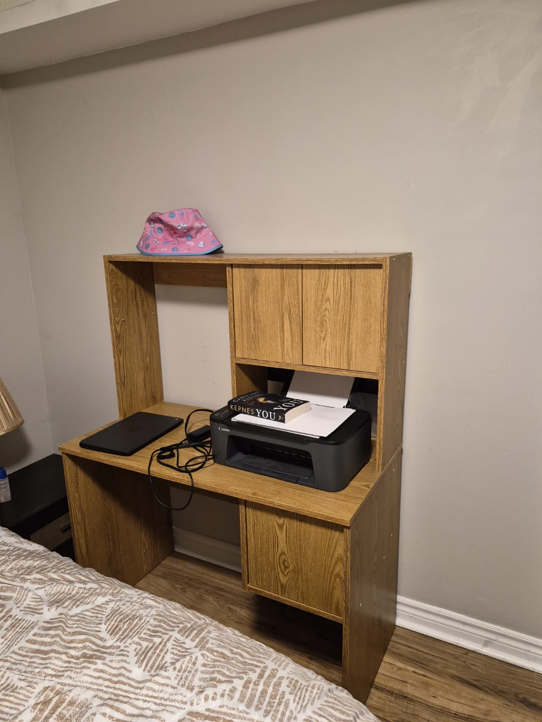 Oak Finish Desk with Hutch and Storage - photo 5