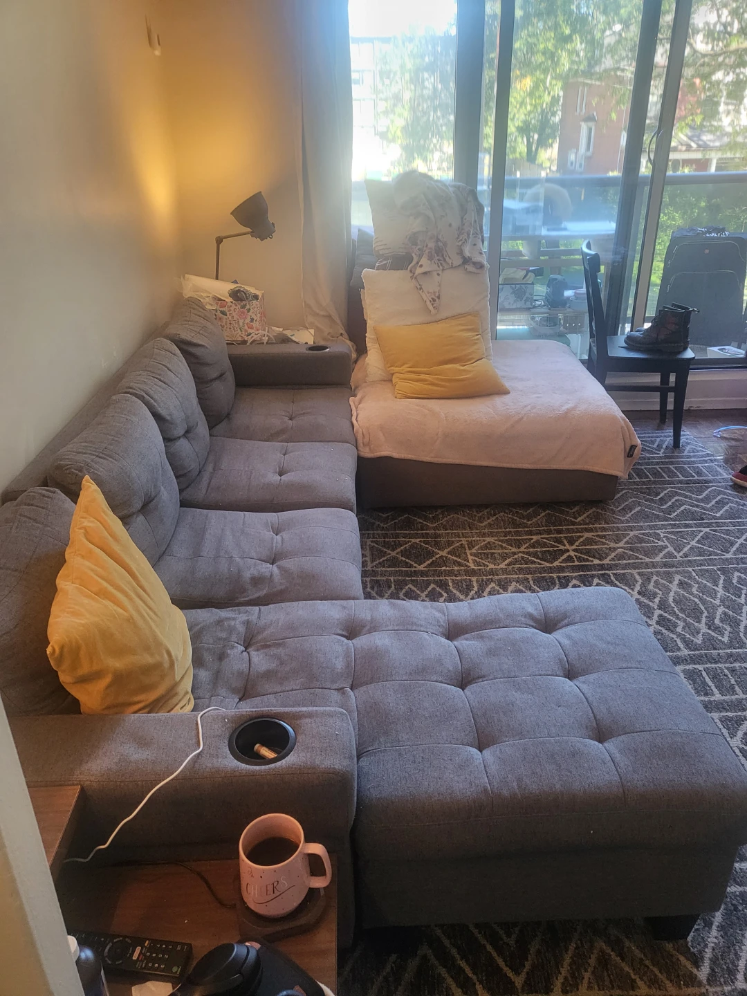 Grey Sectional Sofa with Chaise and Ottoman - photo 2