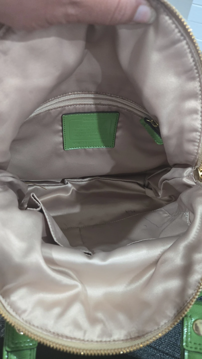 Coach Monogrammed Canvas & Leather Shoulder Bag - Lime Green - photo 4