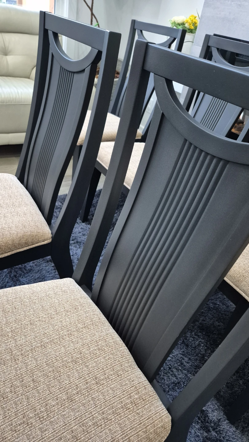 Set of 6 Refinished Dining Chairs – New Upholstered Seats - photo 4