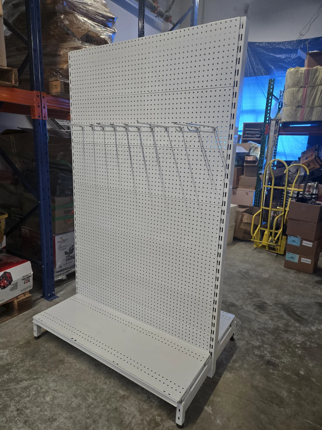 White Metal Retail Pegboard Display Gondola
