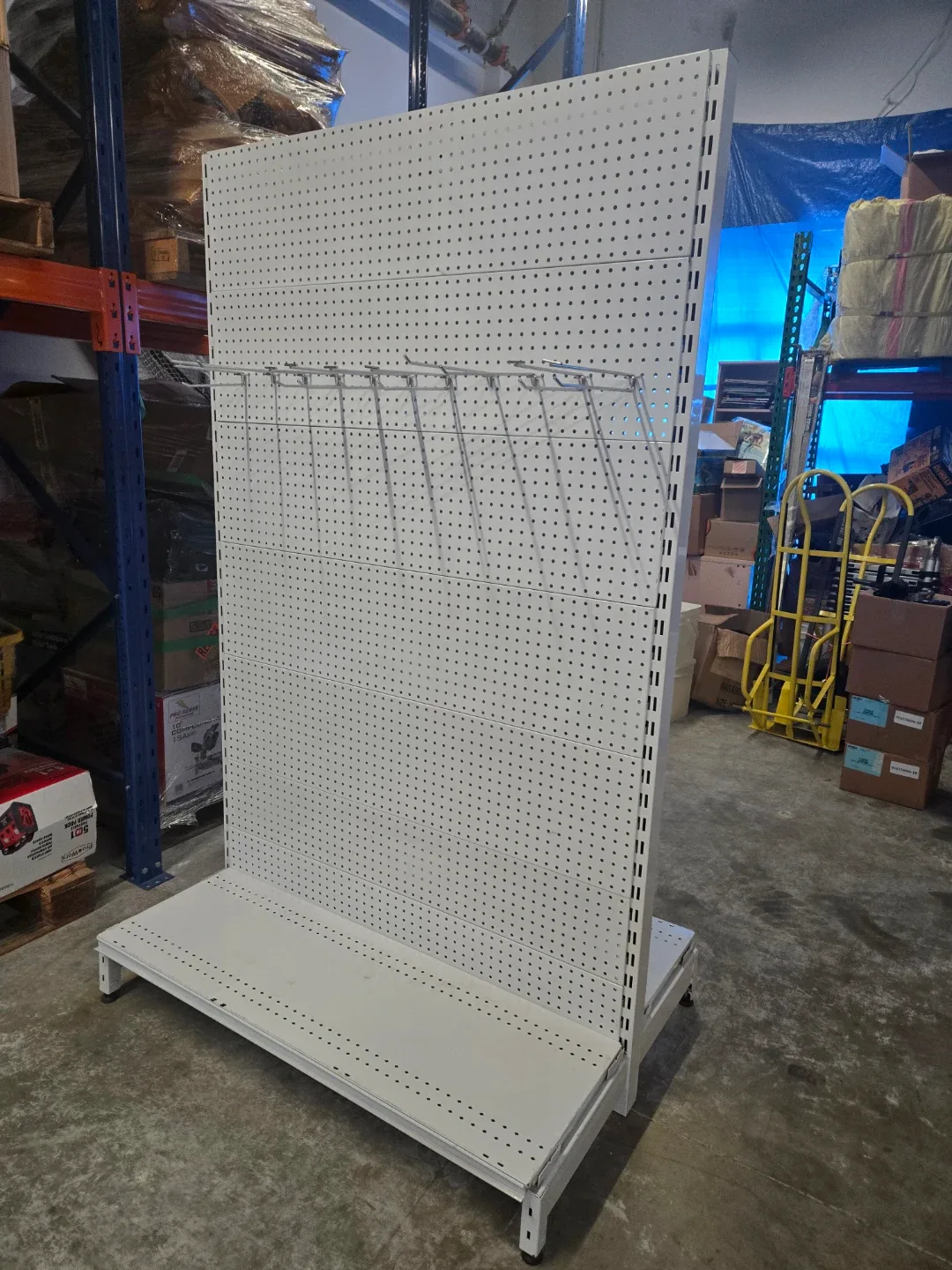 White Metal Retail Pegboard Display Gondola