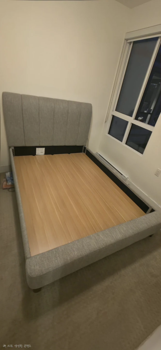 Queen Size Grey Upholstered Bed Frame