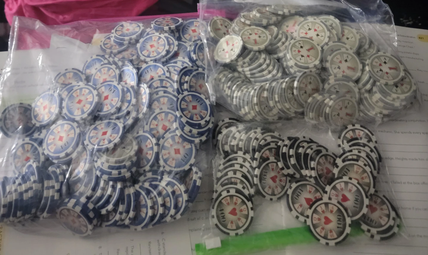 Poker chips with cards
