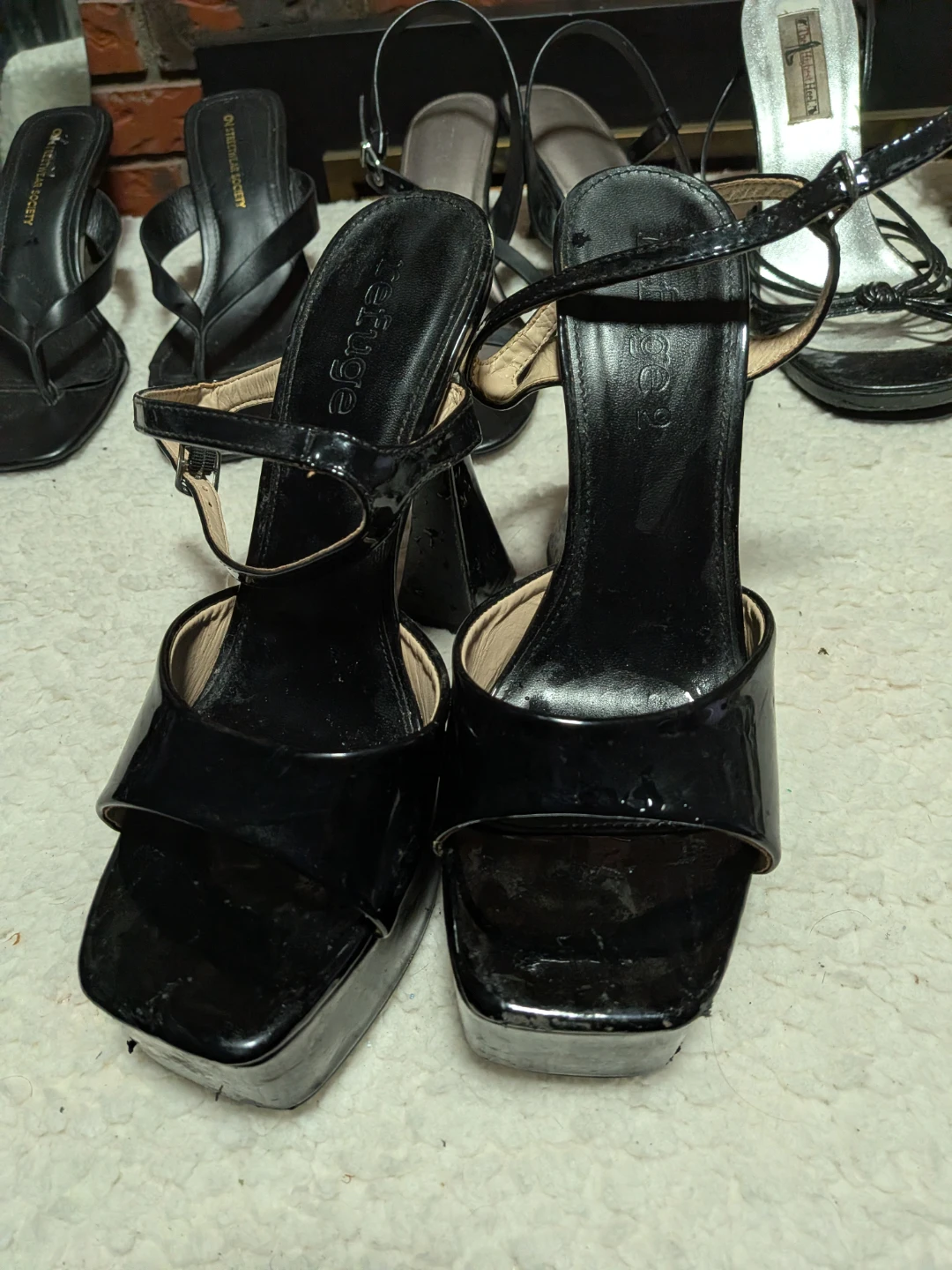 Refuge Black Patent Platform Heels