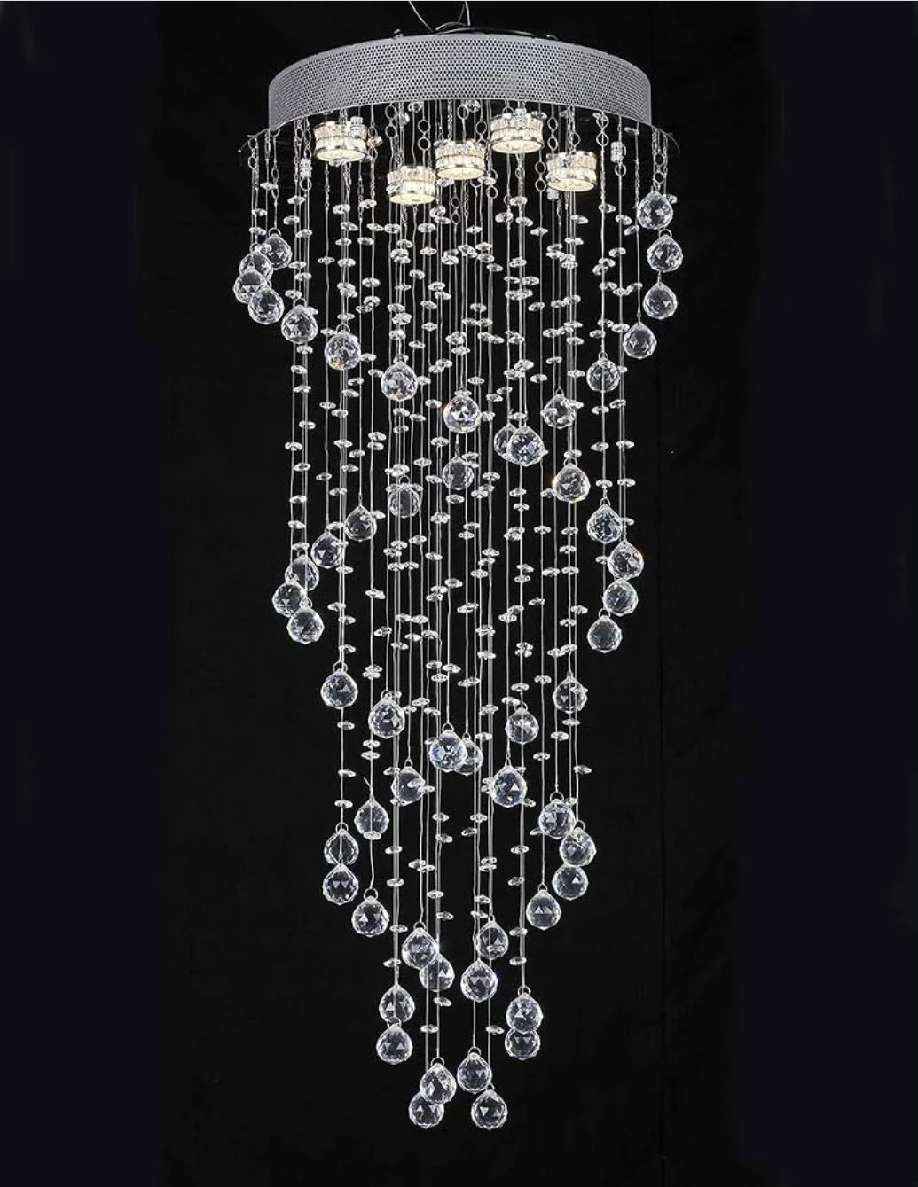 NEW Spiral Crystal Chandelier Raindrop LED Ceiling Light Fixture - photo 3