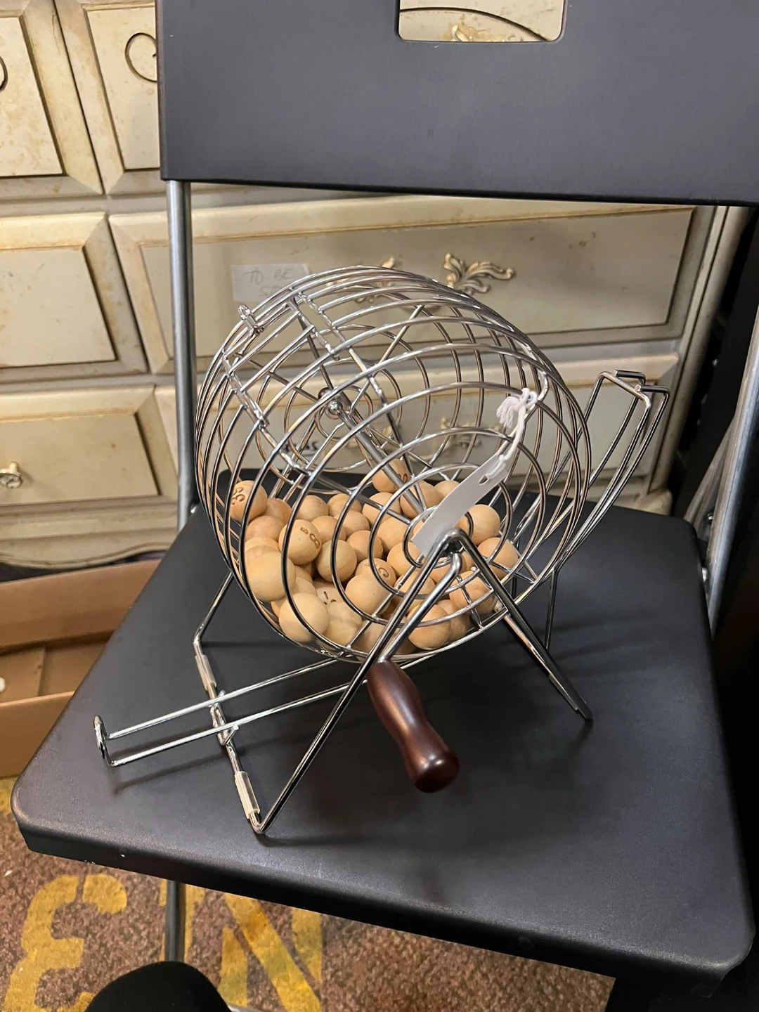Vintage Wire Bingo Cage and Game Balls
