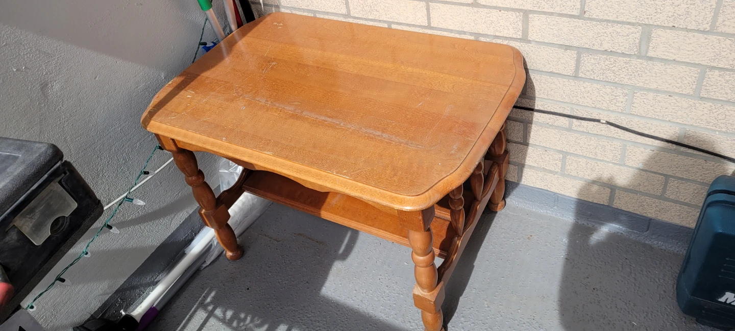 Wooden end table with lower shelf - photo 2
