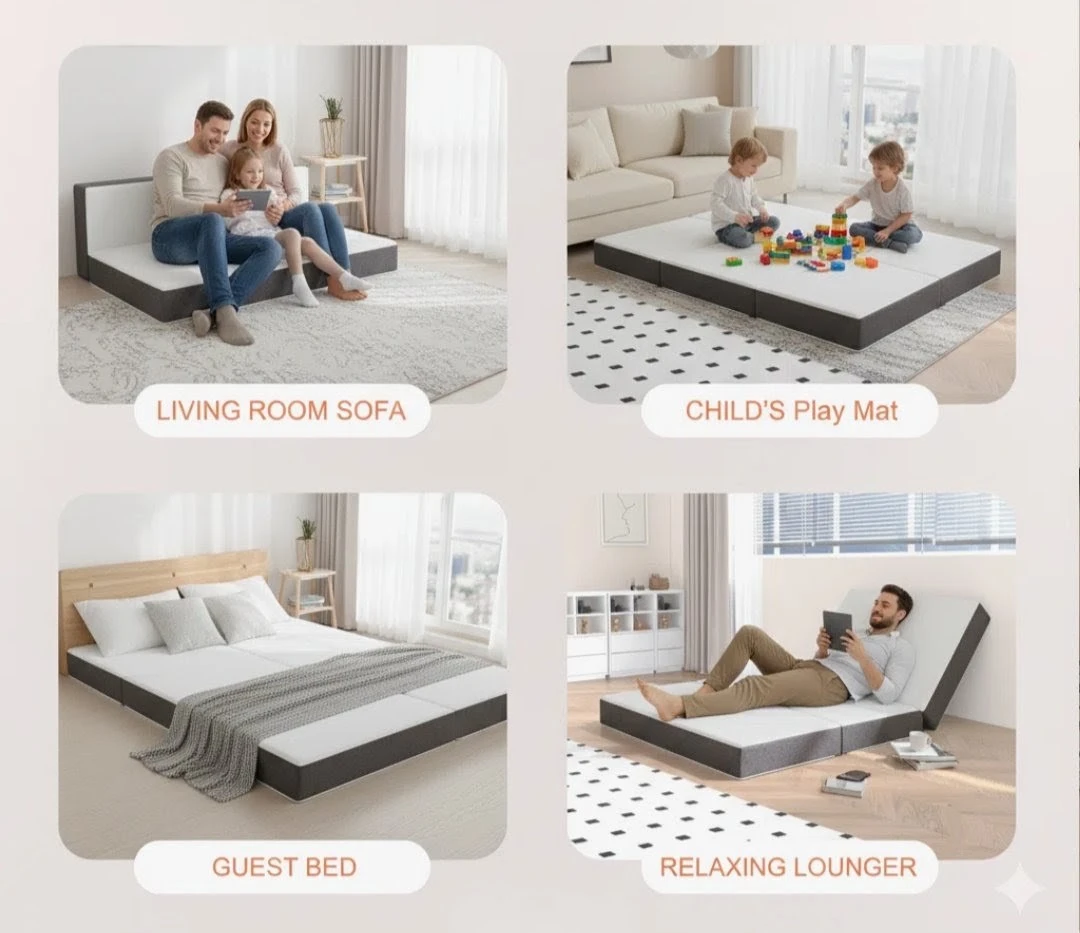 6-inch Folding Memory Foam Mattress/Travel Mattress, QUEEN - photo 4