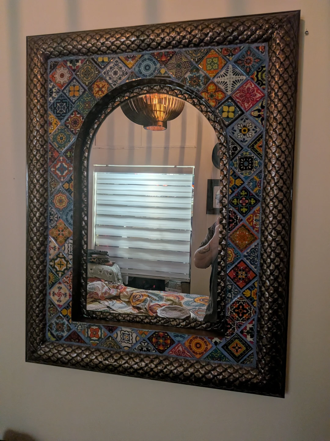 Decorative Wall Mirror with Mosaic Tile Border - photo 2