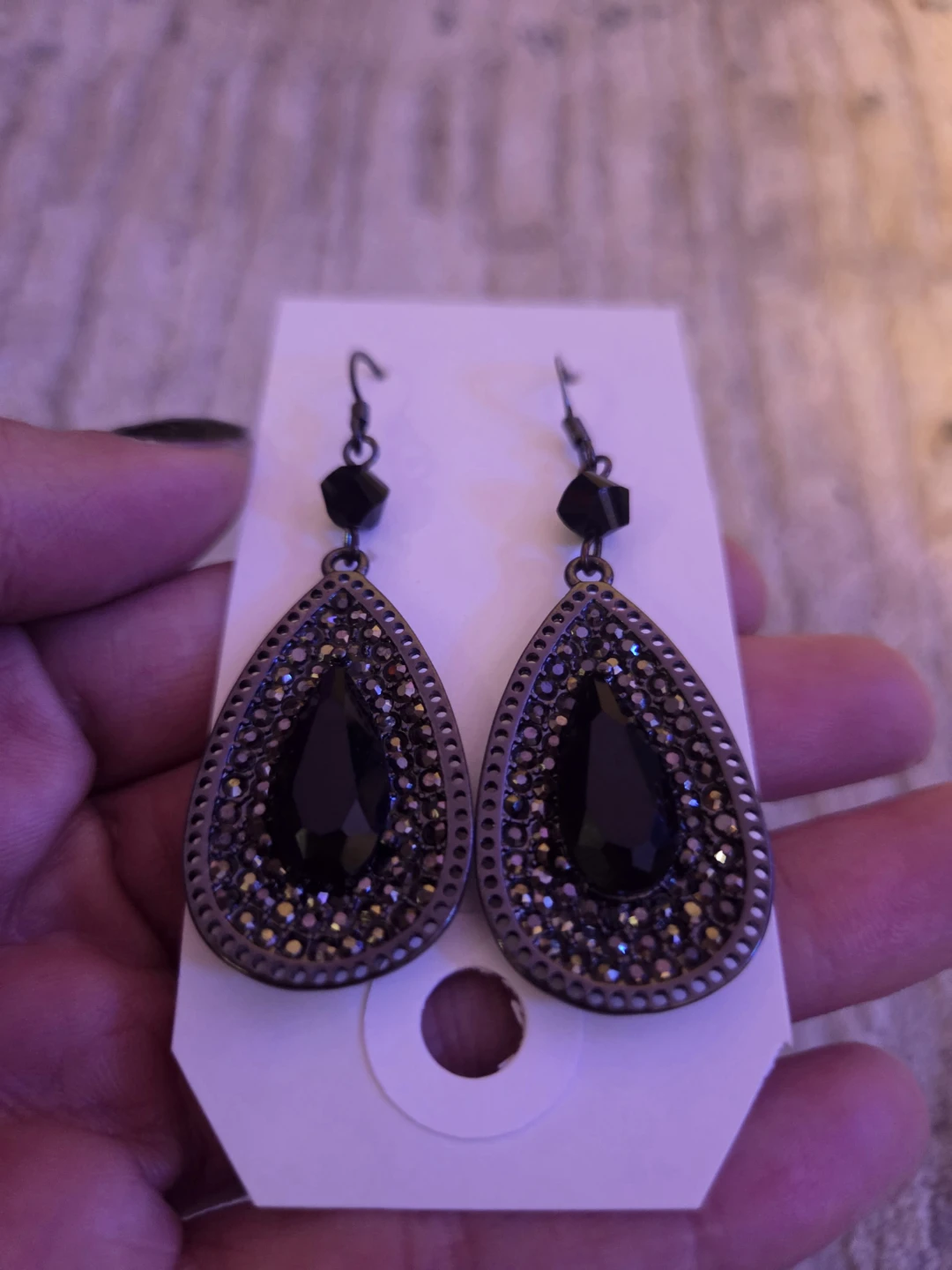 Black Teardrop Dangle Earrings - photo 2