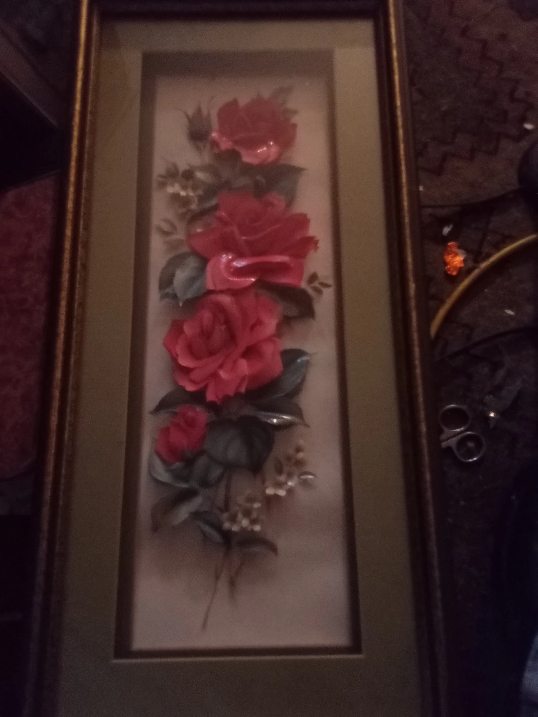 Vintage Framed Rose Floral Wall Art