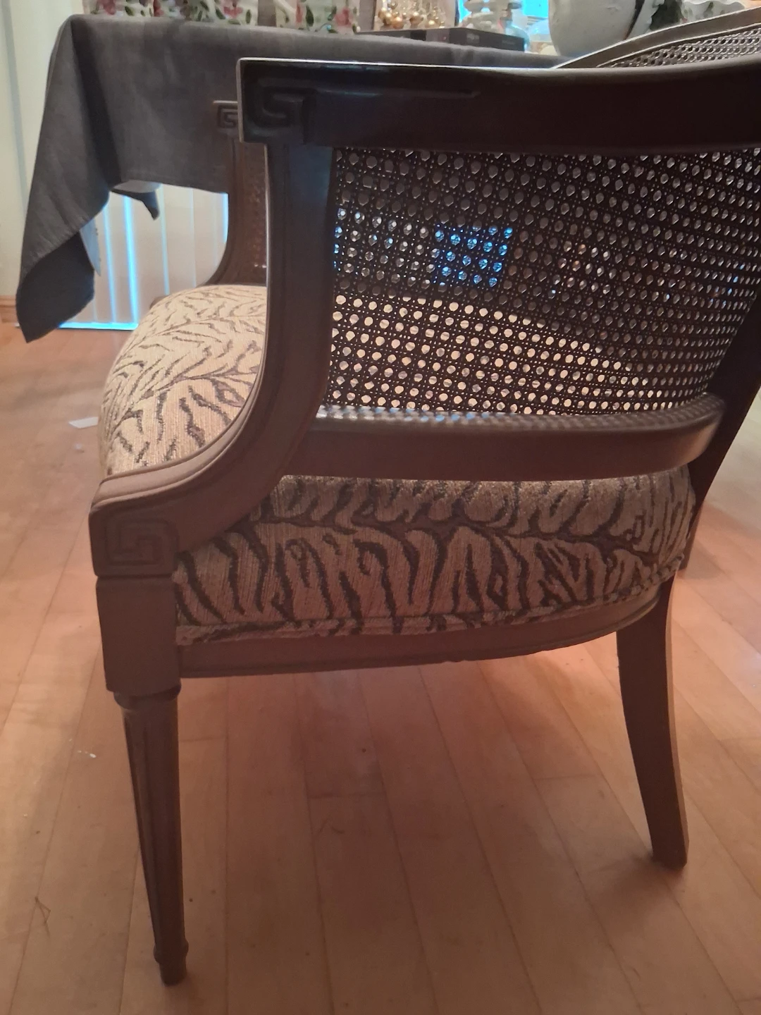 Vintage cane back chair with tiger print seat - photo 5
