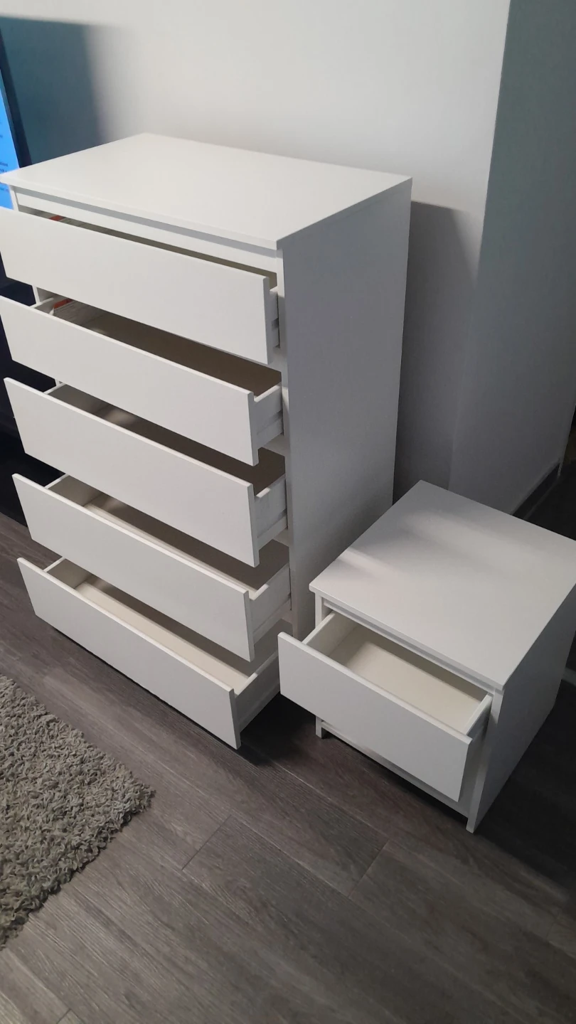 IKEA White 5-Drawer Dresser and Nightstand Set - photo 2