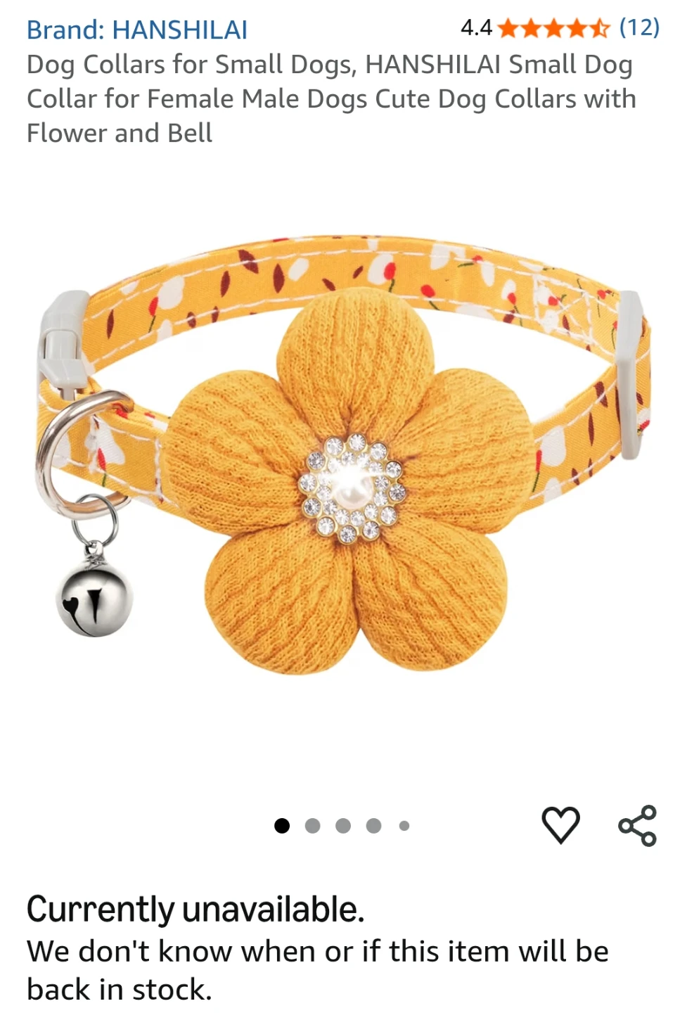 HANSHILAI Yellow Floral Dog Collar